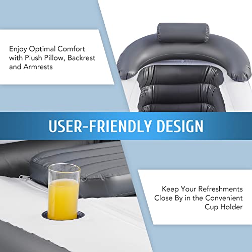 Foto de CO-Z Bañera inflable con bomba de aire eléctrica, bañera portátil con funda de almohada de baño inflable, soporte para vasos de drenaje, bañera independiente plegable para exteriores, para adultos (imagen 7)