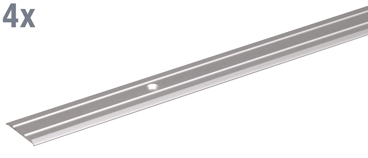 GAH-Alberts 499723 491376 Lot de 4 barres de seuil percées en aluminium anodisé argenté 900 x 38 mm