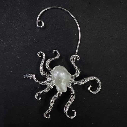 Bague d'oreille pieuvre pour femme ornée de perles baroques d'imitation haut de gamme