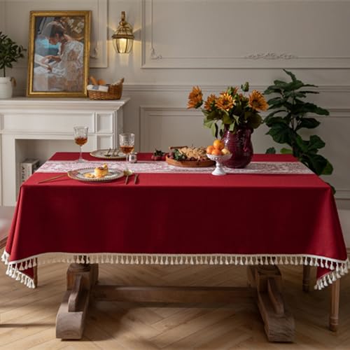 Chemin de table de dîner et nappe rouge pour décoration de table de Noël - 7