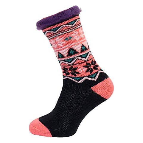Ladies Heat Machine 2.3 Tog Brushed Thick Winter Fairisle Thermal Socks 4-8 Uk (Salmon) Cover