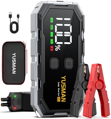 YUSMAN Starthilfe Powerbank für PKW | 8000A Autobatterie Booster für alle Fahrzeuge & 10.0L Diesel mit LED-Taschenlampe, Großdisplay & Springkabel – Ideal für SUV, Motorräder, Rasenmäher