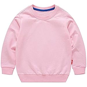 OdilMacy Unisex Kids Solid Cotton Thin Pullover Sweatshirt Toddler Baby Crewneck Long Sleeve T-Shirt Tops