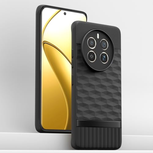 Image of Pikkme Back Cover for Realme 12 Pro 5G / Realme 12 Pro Plus 5G Camera Protection 3D Hexa Cube Design Silicone Protective Bumper Case (Black)
