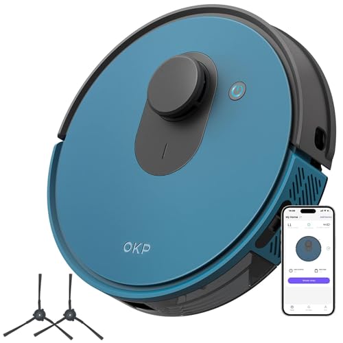 OKP Robot Vacuum L1 with 4000Pa Suction Power 180min Runtime, LiDAR Navigation Smart No-Go Zone Mapping Robotic Vacuum with Self-Charging, Wi-Fi/APP/Alexa Control for Hard Floors Pet Hair and Carpets by OKP - Used condition - US$117.32