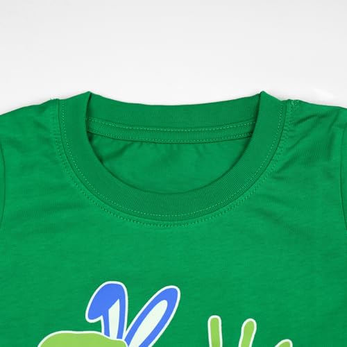 Image of Toddler Boys Easter Shirt Short Sleeve Kids Digger Eggs Hunt T-Shirt Cotton Dinosaur Bunny Outfits Tee Top 2-7 Years