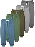 Resinta 5 Pack Toddler Boys Sweatpants Athletic Pull-On Pants with Drawstring and Pockets Boys Active Cotton Jogger Pants