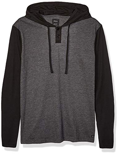 RVCA Men Pick Up Hooded KniT-Shirt Black Small