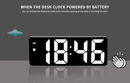 Iojbki Digital Alarm Clock For Bedroom,Mirror Surface Led Electronic Clocks,Adjustable Brightness, Snooze Model,Voice Control,12/24H Display,Alarm Clock For Kids,Office,Table,Nightstand #TOP5