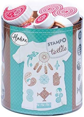Aladine - Stampo Textile Licorne - Kit de 14 Tampons pour Tissu - Encreur Inclus - Fixation au Fer à Repasser - Lavable en Machine - Motifs Licornes 05265 Aladine - Stampo Textile Licorne - Kit de 14 Tampons pour Tissu - Encreur Inclus - Fixation au Fer à Repasser - Lavable en Machine - Motifs Licornes 05265