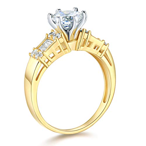 14K Yellow Gold Solid Wedding Engagement Ring And Wedding Band 2 Piece Set - Size 7 #TOP2