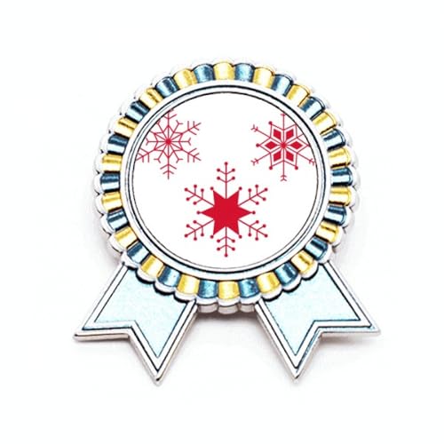 Broche flocon de neige rouge métal taille M bijou fantaisie hivernal pour femme