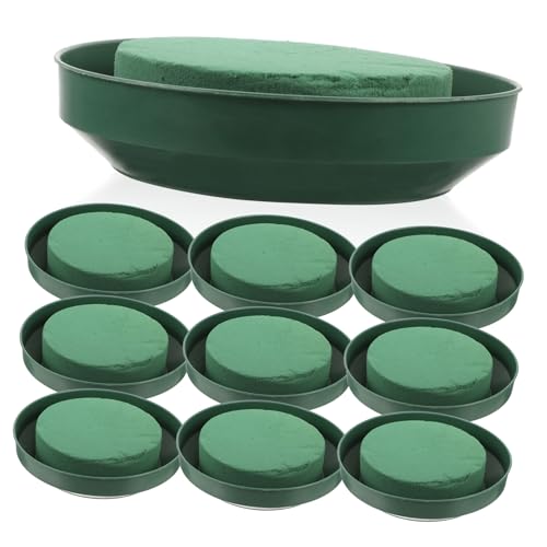 OHPHCALL 10pezzi Vassoi Rotondi per Fiori Mud Blocchi per Composizioni Floreali con Ciotole Assorbenti per Decorazioni Durature e Fiori Freschi