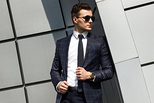 Men's Genuine Leather Belt- Ratchet Black Dress Belt for Men with Automatic Buckle. (Up to Size 46, Black With Buckle #04)