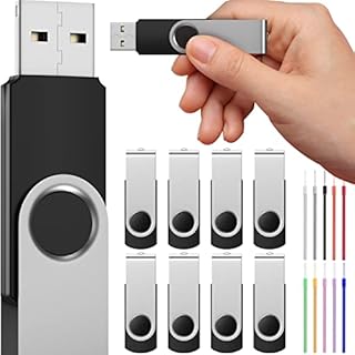 FEBNISCTE 512MB USB Stick Pack of 10 USB 2.0 Memory Sticks - Bulk Small Storage Portable Bulk Value Flash Drives 512 MB - Swivel MultiPack Pendrive Green Value Zip Drive with Lanyards Commercial Gift