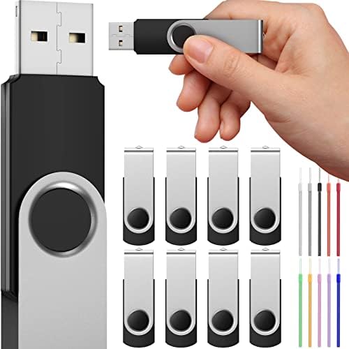 USB Flash Drive 512MB 10 Pack Thumb Drives Portable Pen Drives, Bulk USB 2.0 Memory Sticks Small Capacity 512 MB Zip Drive, FEBNISCTE Swivel Pendrive Black Jump Drives for Embroidery Sewing Machine