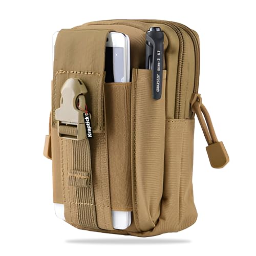 Image of Kraptick Multi-Purpose Water Resistant Waist Bag with Dual Compartment, Waist Bag Mobile Phone Holder, Waist Pack for Men, Women Camping Hiking Pouch (Beige & Black) (Combo of 2)