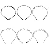 6 Stück Metall Haarreifen, Schwarz Haarbänder, Elastische Stirnbänder Welliges Frühlingshaar, Unisex Sporthaarbänder Zubehör für Herren Männer Frauen Jugendliche Sport