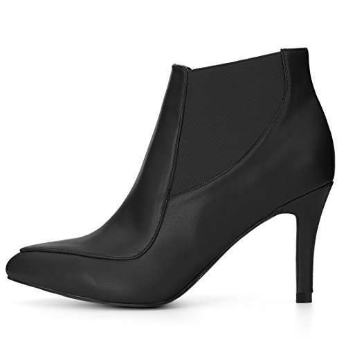 Allegra K Women Pointed Toe Stiletto High Heel Black Chelsea Booties 6.5 M Us #TOP6