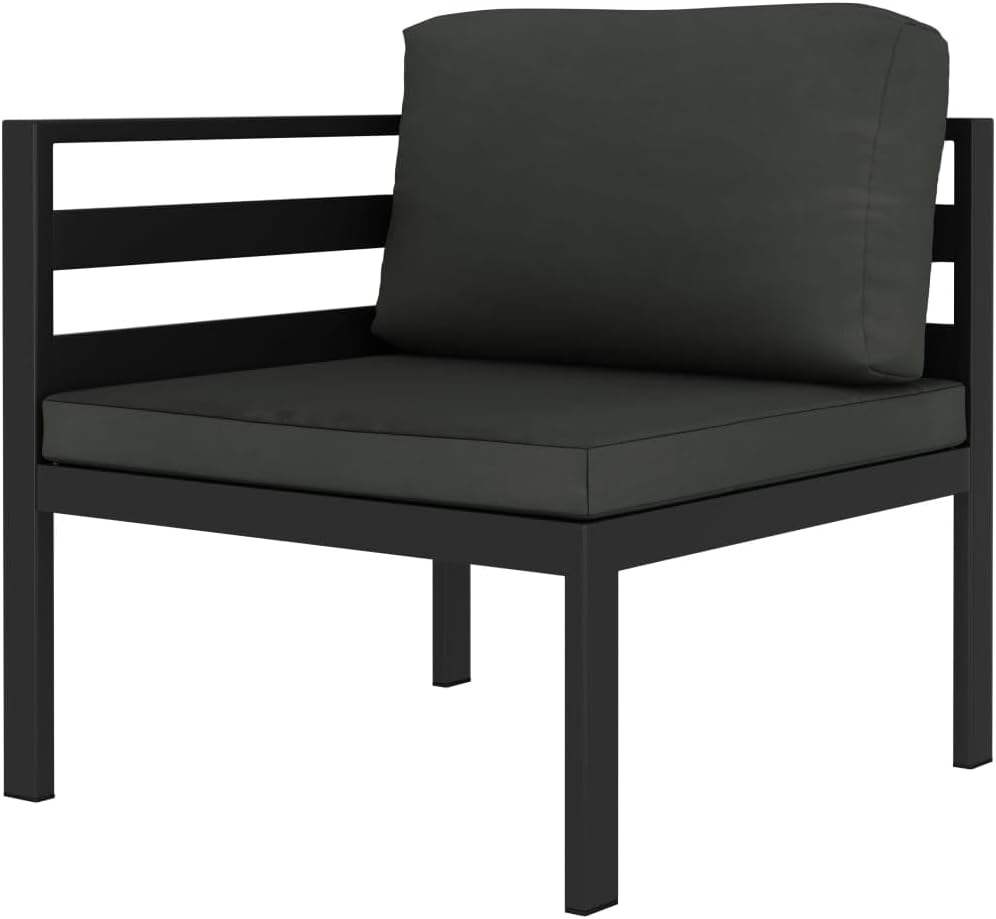 vidaXL Patio Furniture Set 5 Piece, Patio Conversation Set with Cushions, Outdoor Sectional Sofa for Garden Backyard Balcony, Aluminum Anthracite