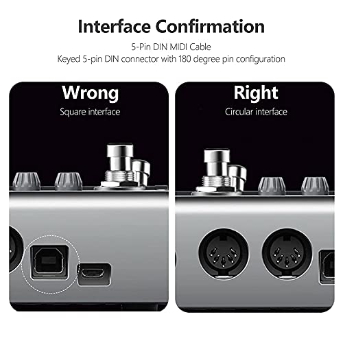 MIDI Cable, Ancable 2-Pack 1-Feet Male to Male 5-Pin MIDI Cable Compatible with MIDI Keyboard, Keyboard Synth, Rack Synth, Sampler, External Sound Card, Sound Source and Other Music Gear