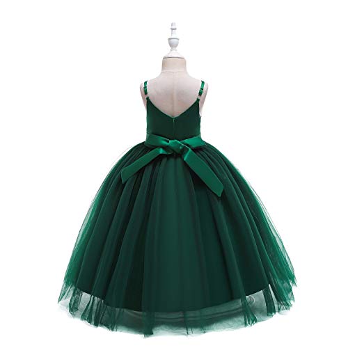 Image of Glamulice Flower Girls Spaghetti Strap Tulle Dress Long A Line Wedding Pageant Dresses Princess Birthday Party Ball Gown
