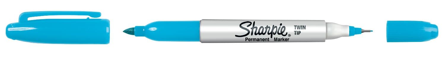 Sharpie Dual Tip Permanent Marker, Blue, Fine & Ultra Fine Dual Tips, 1 Piece, Waterproof and Fade Resistant