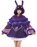 Cosplay.fm Women Hooded Cloak Kawaii Purple Hooded Cape Game Cosplay Costume Cape Loungewear Poncho (Purple, S-M)