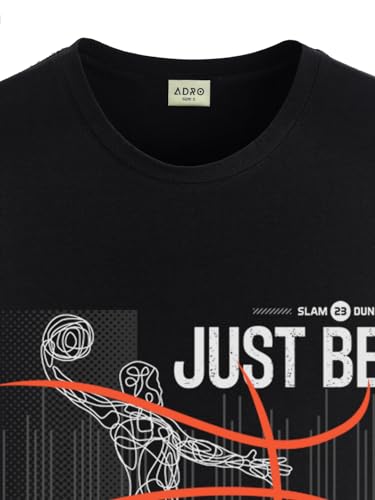 Image of ADRO Men's Graphic Printed 100% Cotton T-Shirt - Regular Fit, Printed T-Shirts for Men