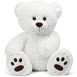 LotFancy Teddy Bear Stuffed Animal, 20 inch, White Teddy Bear Plush Toy, Cute Face with Big Footprints, Plushies Gifts for Girls, Girlfriend, Wife on Valentine's, Birthday, Easter Decoration