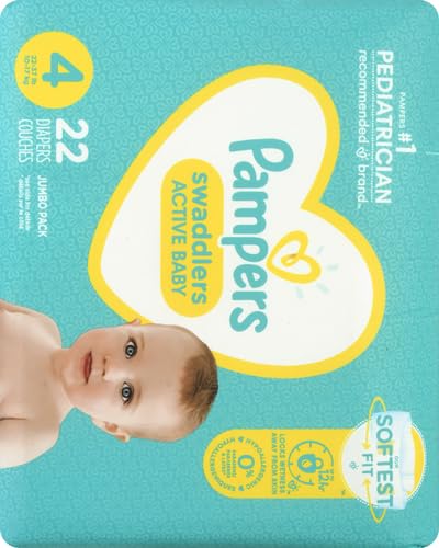 Image of Pampers Swaddlers Diapers, Size S4 (15-34 lbs), 22 Count, Absorbent, Keeps Baby Dry and Comfortable, Pediatrician Recommended Skin Safe Disposable Baby Diaper (Pack of 4)