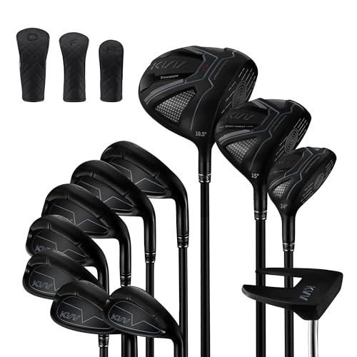 KVV Men’s Right Handed Premium Golf Set, 45" Titanium Driver,