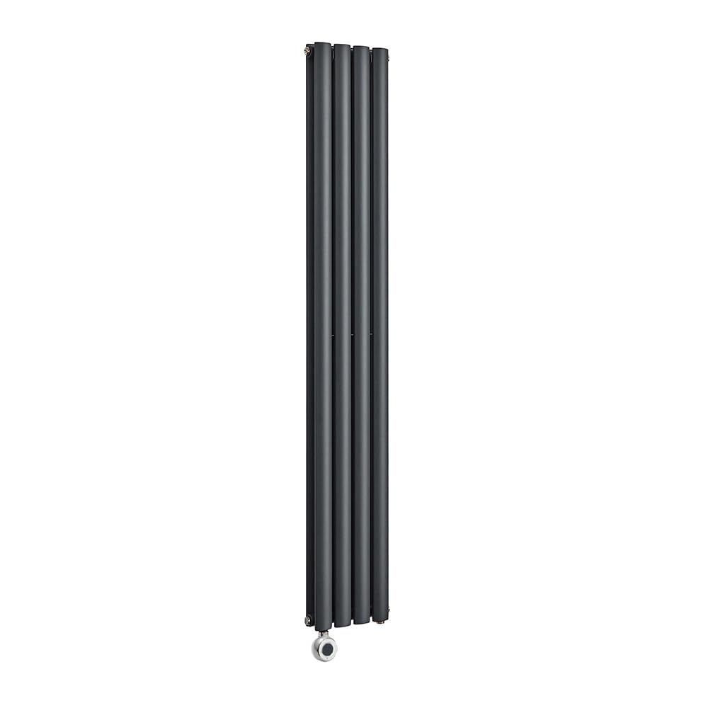 Milano Aruba 1000W Anthracite Vertical Double Oval Panel WiFi Electric Radiator - 1600mm x 236mm