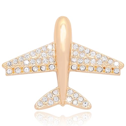 Broche avion élégante en strass, le cadeau idéal pour femme