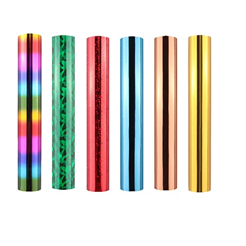 6 Láminas Activadas por Calor, 5 x 15 cm, Rollo de Aluminio Caliente Brillante, Hojas de Transferencia para Bolígrafos