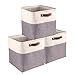 Mangata 3er-Set Aufbewahrungsbox, Faltbare Aufbewahrungsbox in Würfel Verdickte Leinwand Aufbewahrungskörbe Stoff Organizer Stoffboxen mit Griffen (Grau/Weiß, 3 Stück)