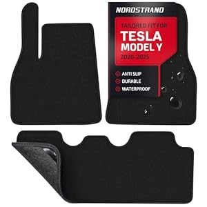 Floor Mats for Tesla Model Y 2024-2020 – Custom 3D Fit – 1st & 2nd Row Set – Anti-Slip Backing – Heavy Duty Carpet Mat – All Weather Car Liner Floormats – Tesla Model Y 5-Seat Interior Accessories