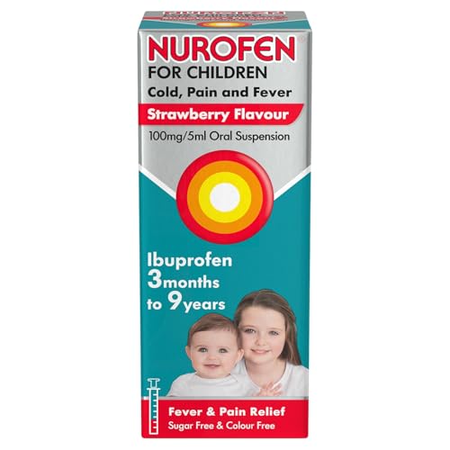 Nurofen for Children Medicine Cold Pain and Fever Ibuprofen, 100 mg, Orange Flavour - 3 Months to 9 Years - 100 ml