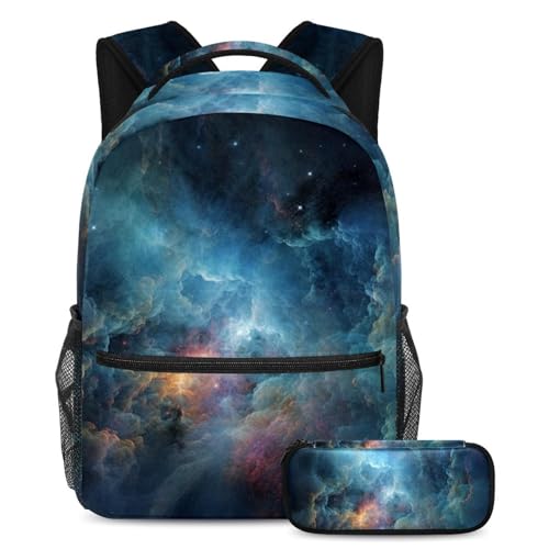 Sac à dos imprimé galaxie et trousse assortie pour une rentrée joyeuse