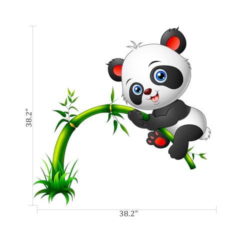 Vinilo decorativo panda trepando bambú 2 piezas para niños miniatura 2