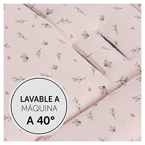 Miniatura 7 de Hauck Colchoneta Para Silla De Paseo Universal - Funda Carrito Bebe Y Remolques De Bicicleta Para Niños, Algodón, Transpirable, Suave, Fácil De Fijar, Verano E Invierno - Flores Rosa