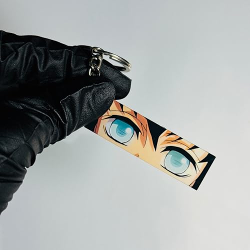 Image of Muichiro Tokito Glowing Eyes Keychain - Compatible with Demon Slayer Anime, Luminous Glow-in-the-Dark Acrylic Key Ring, Cool Demon Slayer Accessories, Anime Gift for Otaku, Key Holder