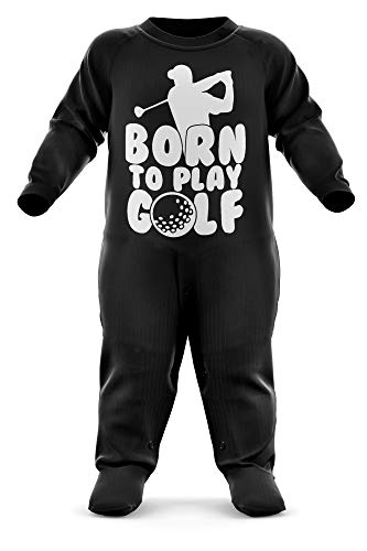 FunkyShirt Born to Play Golf Babygrow – golfare baby overall kostym – spädbarn golf födelsedagspresent – nyfödd sparkdräkt