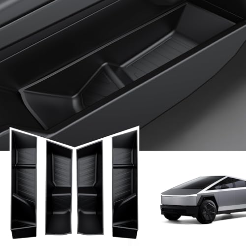Image of Motrobe Tesla Cybertruck Door Side Storage Box Front Rear Door Tray Organizer Slot Pockets Handle Insert Protector TPE Cybertruck Accessories 2024 2025 4PCS