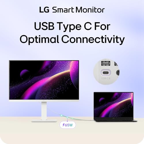 Image of LG 27 inch UHD Smart Moniton, 4K (3840 x 2160) IPS Display, WebOS, HDR10, Built-in Speakers, Remote Control, Screen Share, Bluetooth, HDMI, USB Type-A|C, Height & Tilt Adjustable Stand