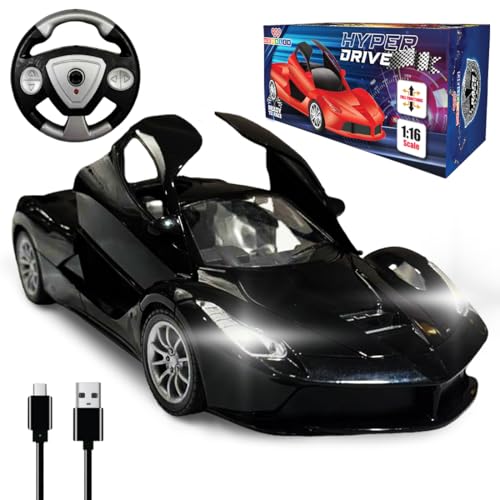 Image of Wembley Remote Control Car Toy | 1:16 Scale Ferrari Sports Racing Car | High Speed RC Car with Door Opening, LED Light & Rechargeable Battery | 2WD Remote Cars for Boys 7-14 Years
