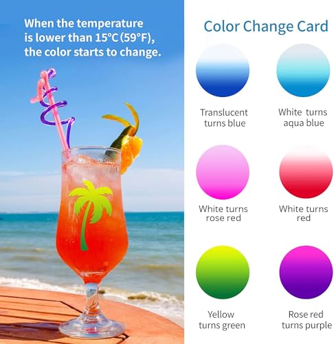 Image of HTVRONT Color Changing Vinyl Permanent Adhesive for Cricut,8 Pack Cold Bundle 6 Colors-12 inch x 10 inch Sheets +2 Transfer Sensitive Tape