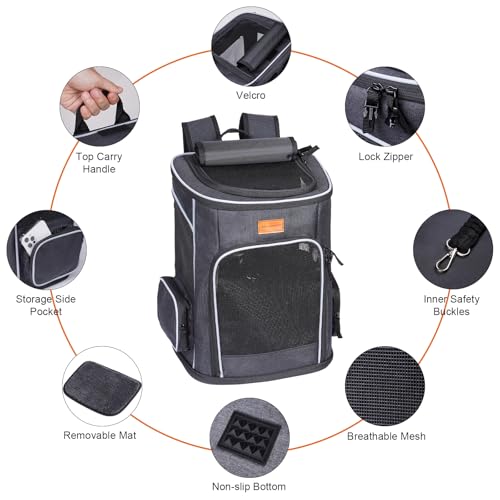 Morpilot Katzenrucksack, Hunderucksack für Katzen und Hunde Welpen, Atmungsaktive und Faltbare Haustier Rucksack mit Transparentes Fenster und Anti-offener Reißverschluss