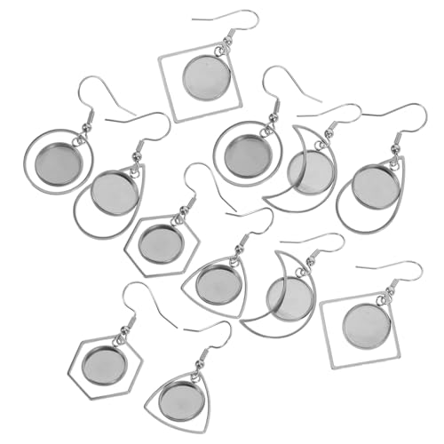 UKCOCO Bases para Pendientes de Acero Inoxidable 12 Piezas Biseles para Hacer Pendientes DIY Formas Variadas Círculo Cuadrado Luna Gota Hexágono Triángulo Accesorios para