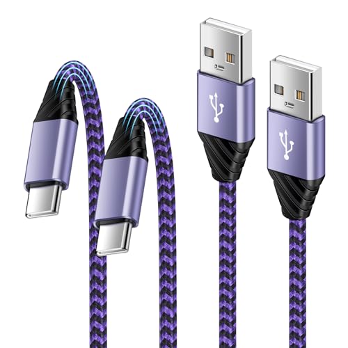 USB C Charger Cable,6FT+3FT Nylon Type C Samsung Charger Fast Charging Lead for Samsung Galaxy S25 Ultra S24 S23 S22 A55 A54 A52 A33 A34 A15 A16 Z Flip 7,iPhone 17 Air 16 15 Pro Max,Huawei,Moto,Google